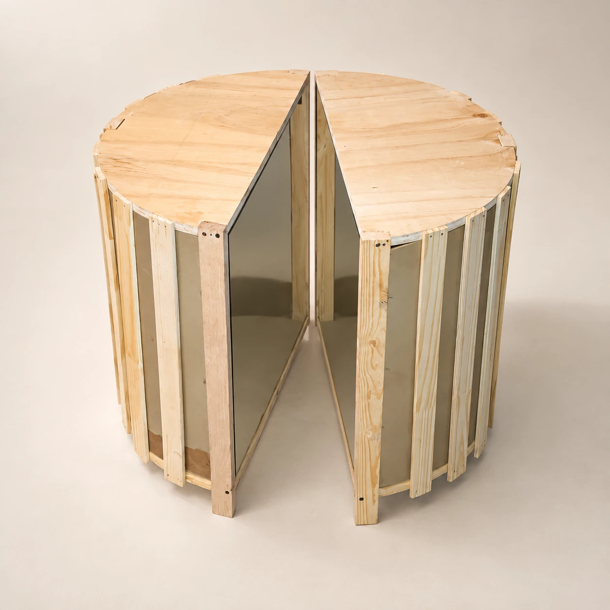 Ingwe — Handmade pale split-cylinder furniture pair