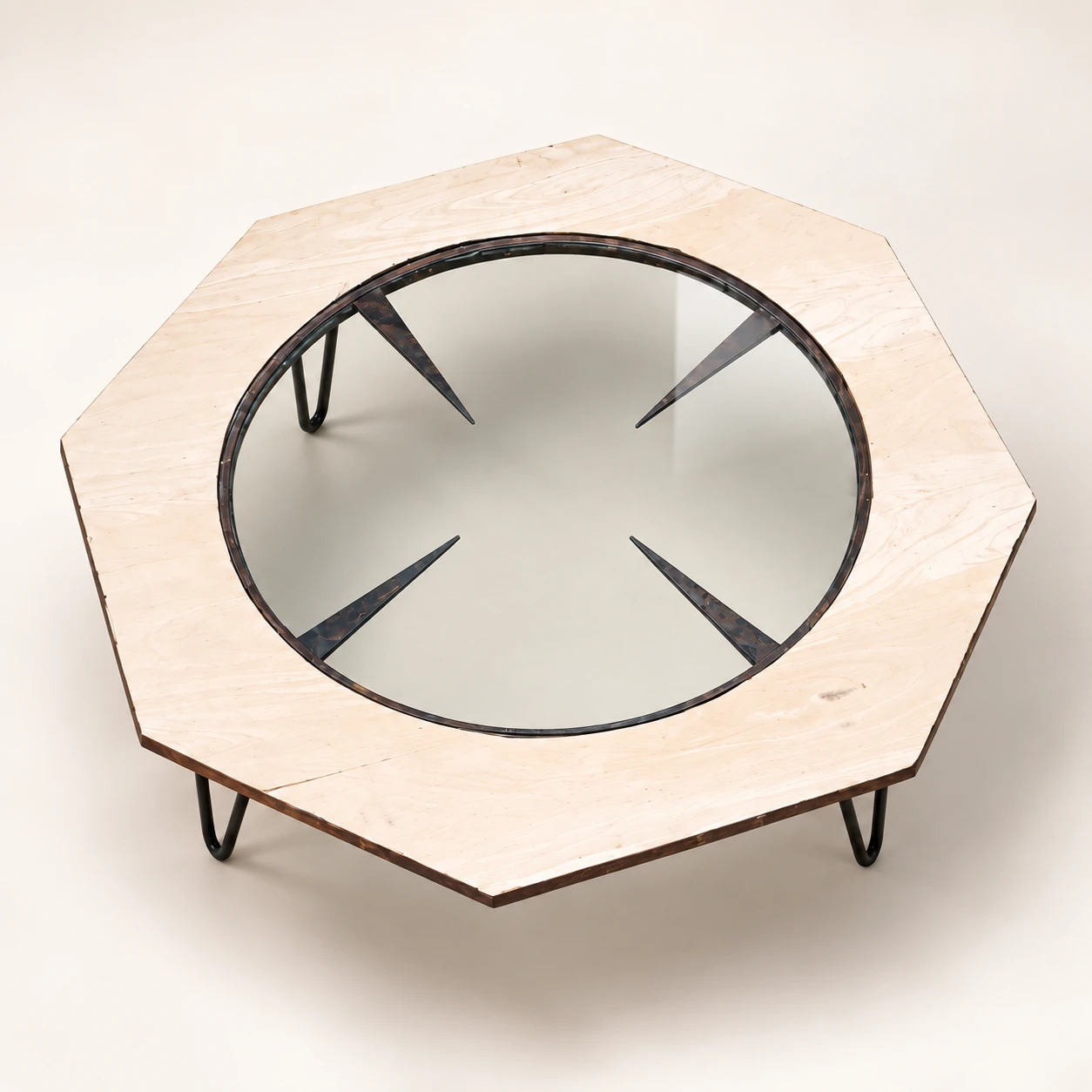 Shaka — Pale octagonal glass coffee table