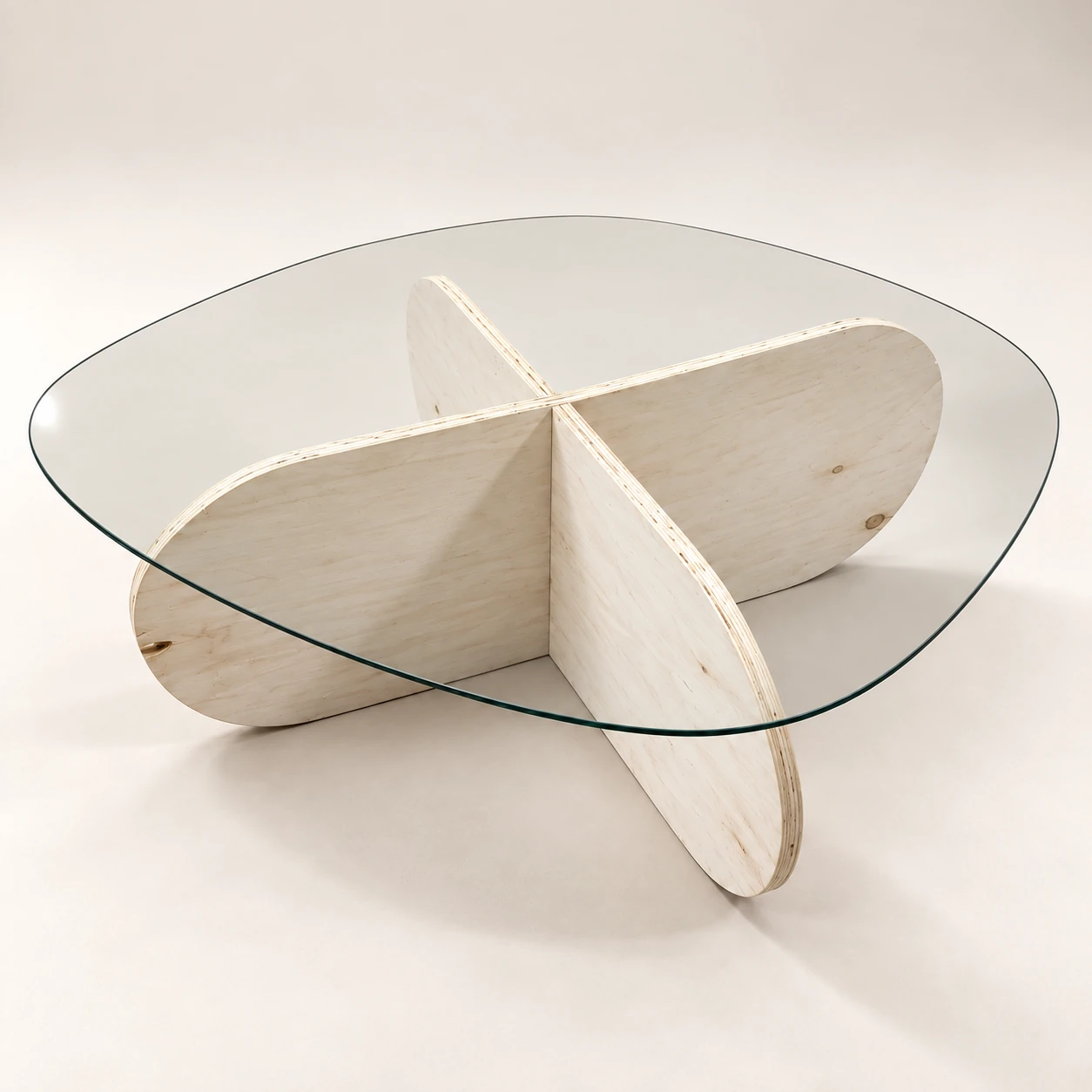uThingo — Whitewashed cross-base glass coffee table
